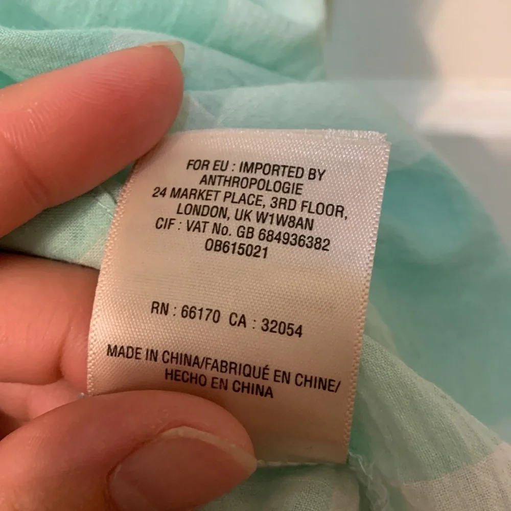 Anthropologie Maeve Short Sleeve Gingham Flutter Top in Mint Sz XS - Picture 9 of 9